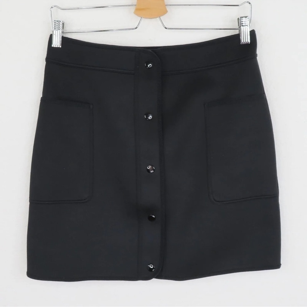 🔥 SANDRO Black Juliena Scuba Skirt with pockets size 3 / large - Picture 2 of 14